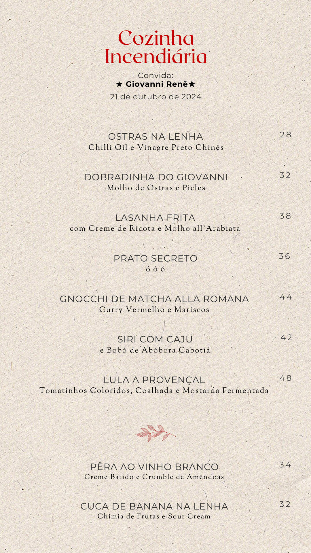 Menu Cozinha Incendiária